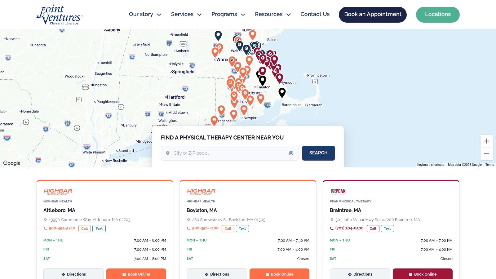 Screenshot from https://jointventurespt.com/locations