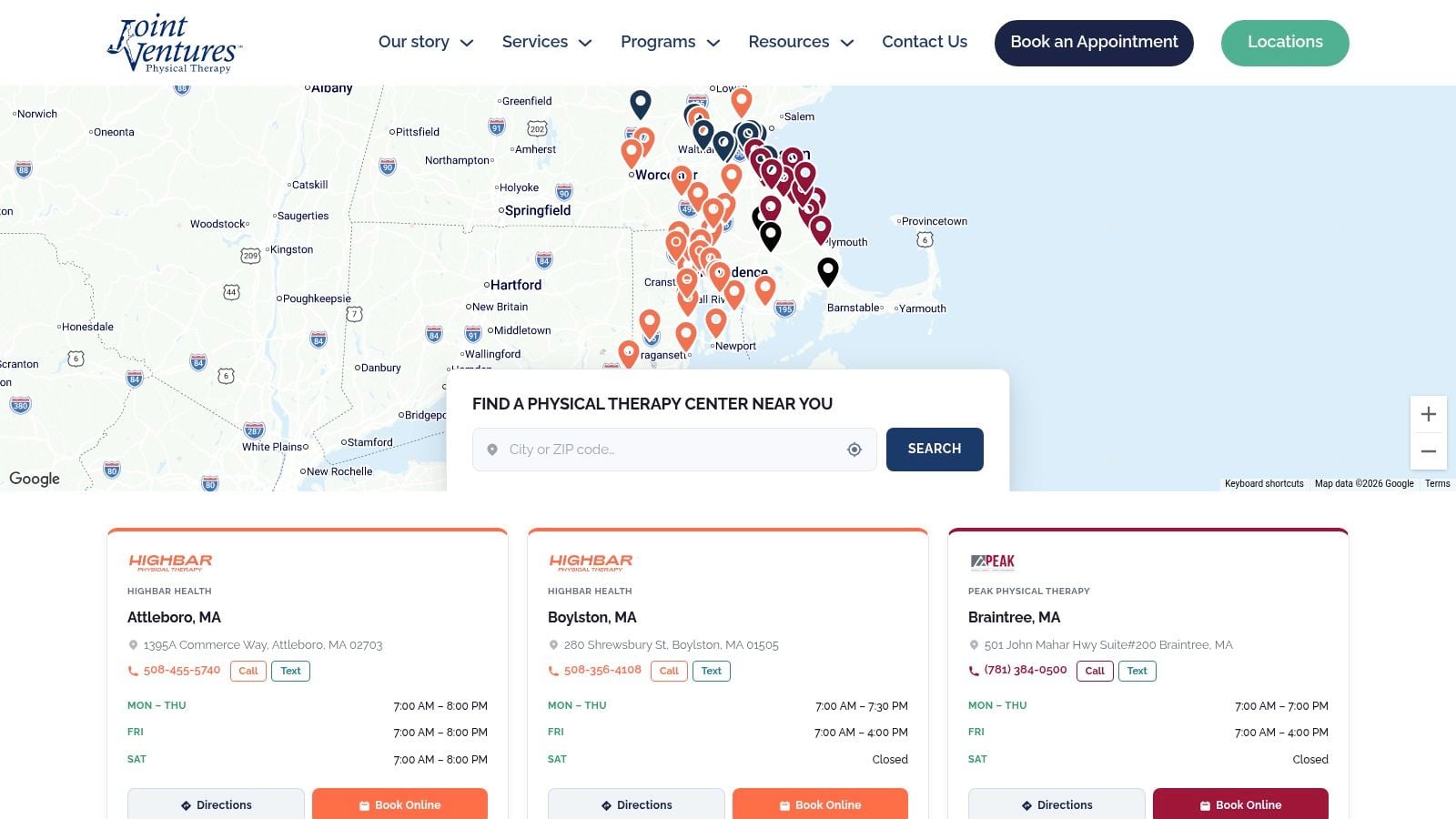 Screenshot from https://jointventurespt.com/locations